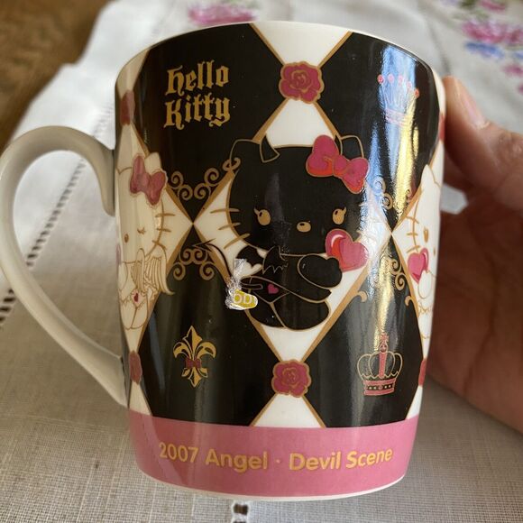 Hello Kitty Coffee Mug 40th Anniversary Angel Devil Scene Rare Sanrio - Picture 2 of 8
